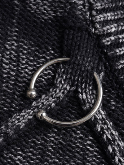 Paint Spray Hole Cable Crewneck Sweater