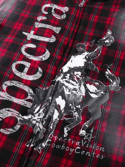 Dark Plaid Hooded Quilted Jacket