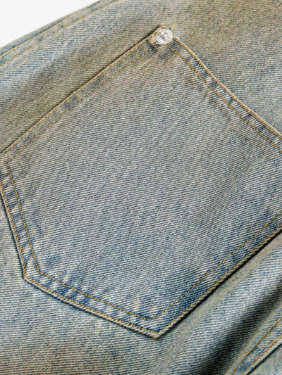 Street Deconstructed Spray Painted Machete Jeans