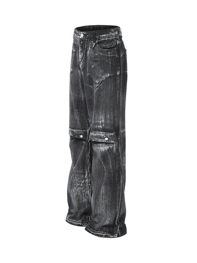Street Batik Deconstructed Split Jeans
