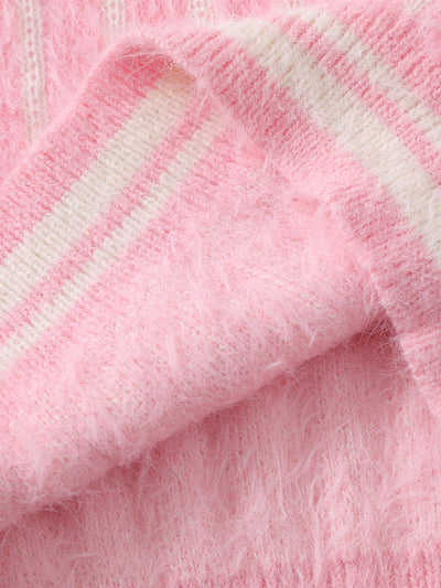 Vertical Striped Lapel Pullover Sweater