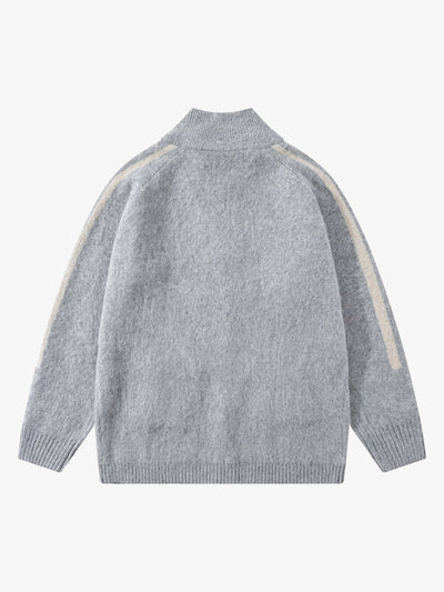 Colorblock Badge Embroidered Cardigan Sweater