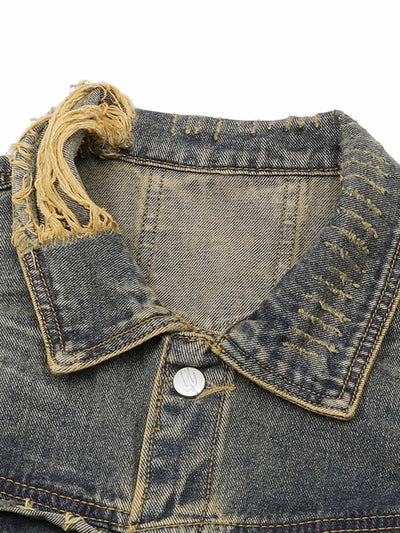 Raw Edge Distressed Denim Jacket