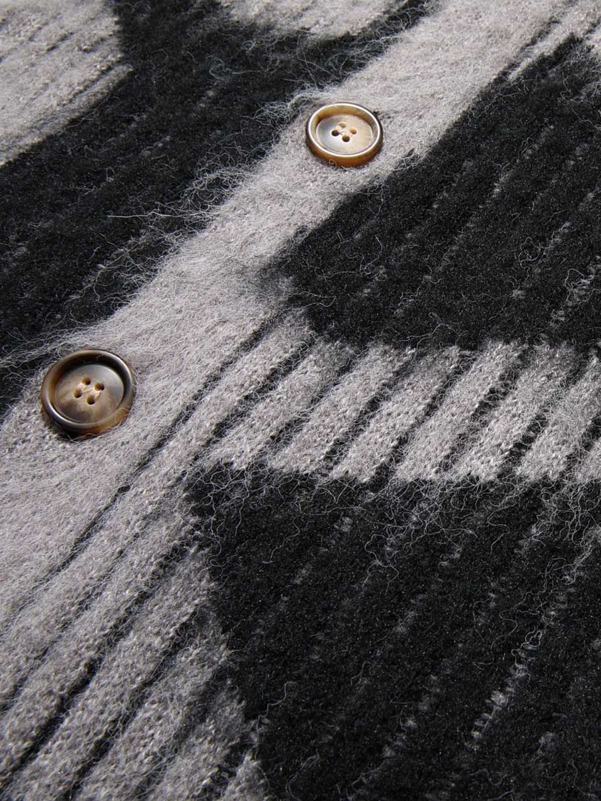 Knitted Fleece Cardigan Irregular Pattern Sweater