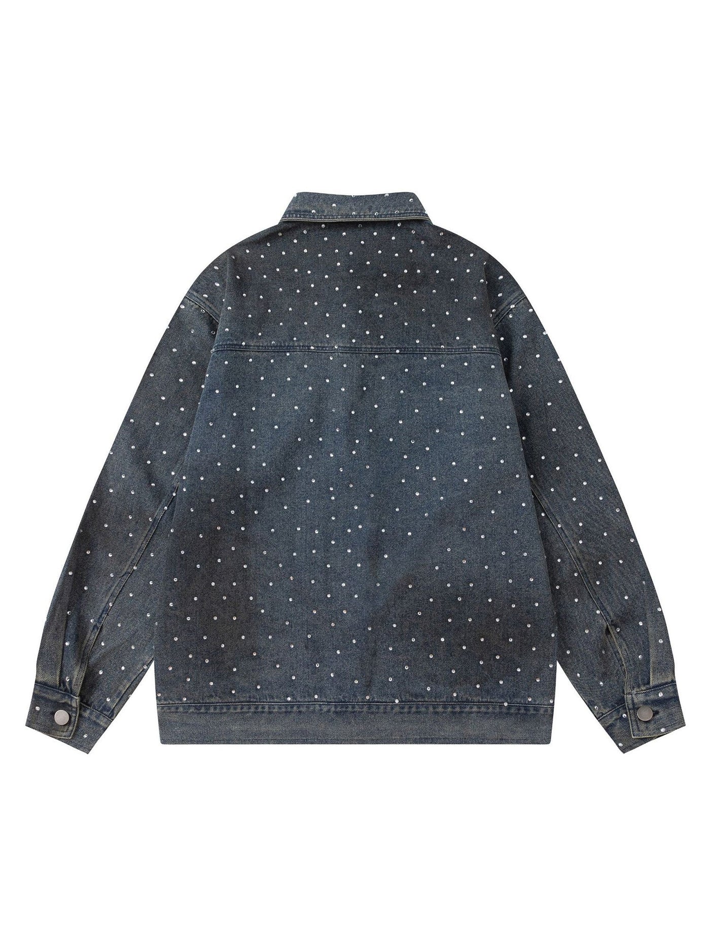 Hip-hop Beaded Washed Denim Jacket - 2264