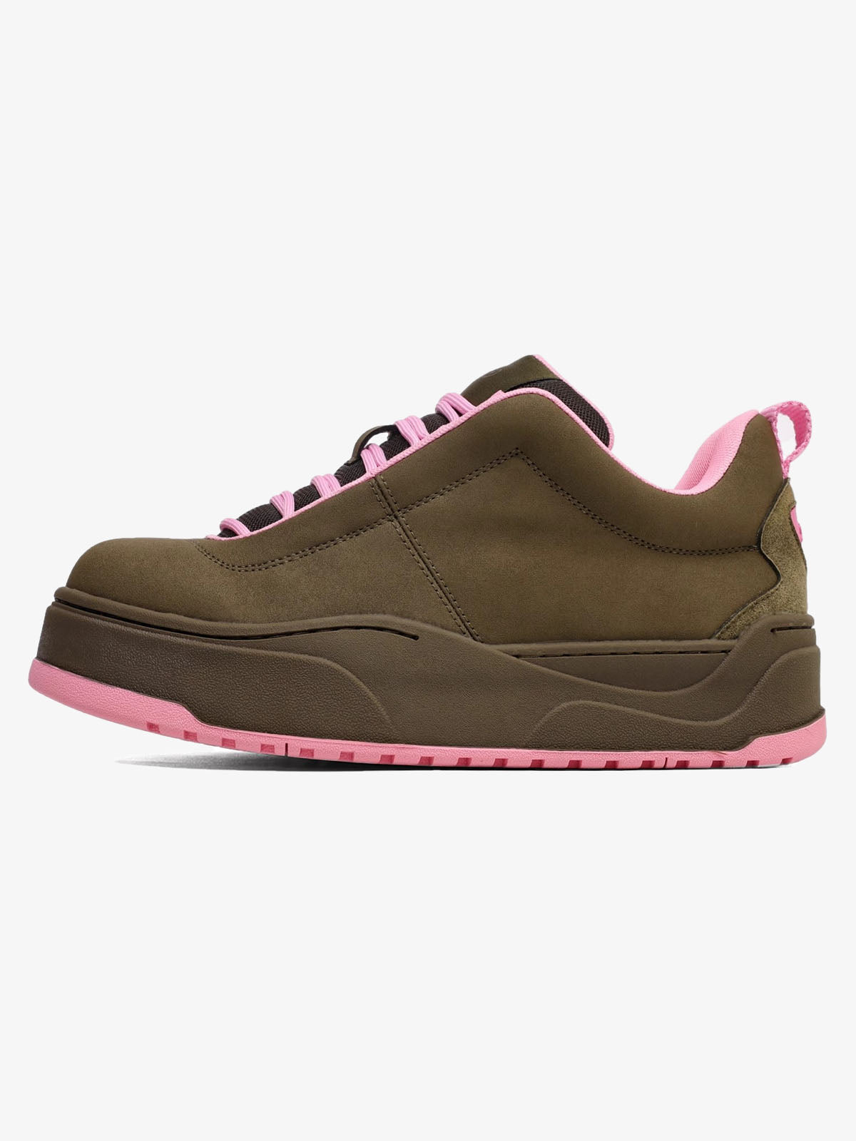 Retro Pink And Brown Thick-soled Casual Sneakers
