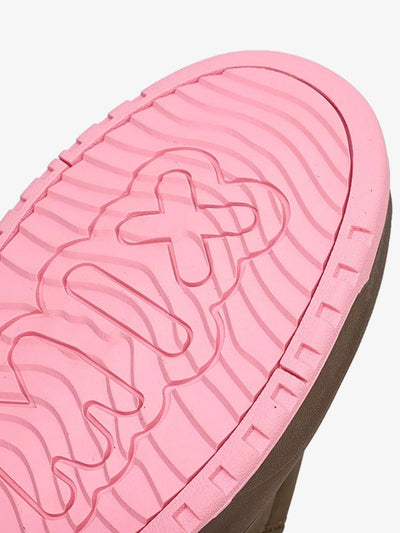 Retro Pink And Brown Thick-soled Casual Sneakers