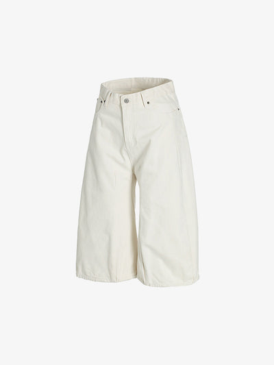 Drape Baggy Straight Loose Denim Shorts
