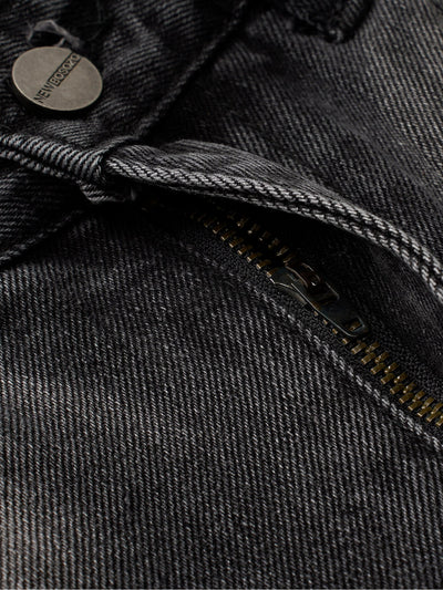 Washed Distressed Raw Edge Barrel Jeans - 2402