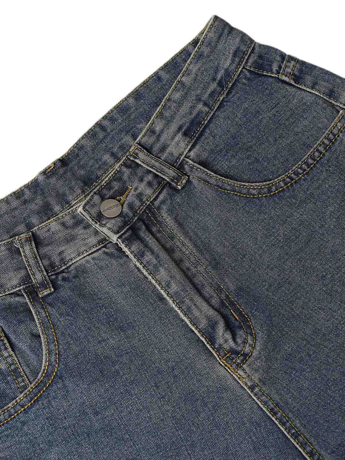Washed Distressed Baggy Jeans - 2233