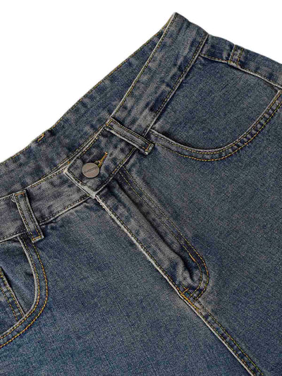 Washed Distressed Baggy Jeans - 2233