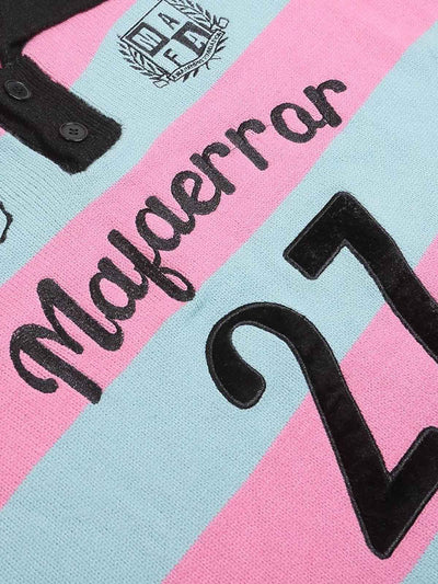 Letter Embroidery College Striped Sweater