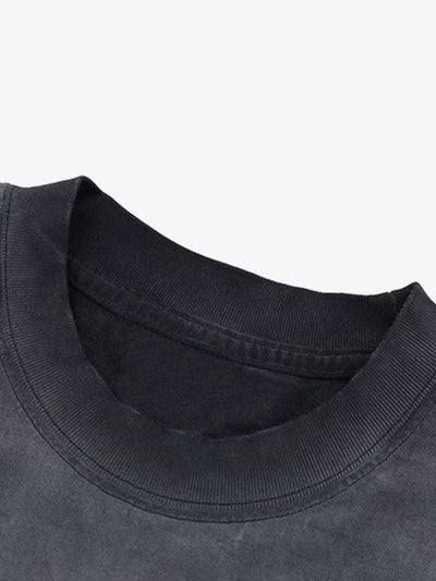 Washed Spray Color Gradient Letter Print T-shirt