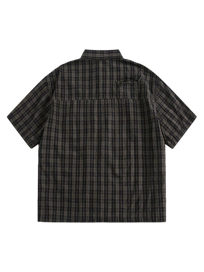 Distressed Plaid Short-Sleeve Shirt