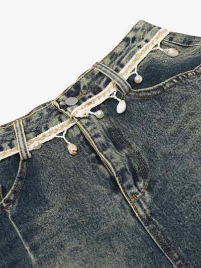 Vintage Washed Ripped Scimitar Jeans