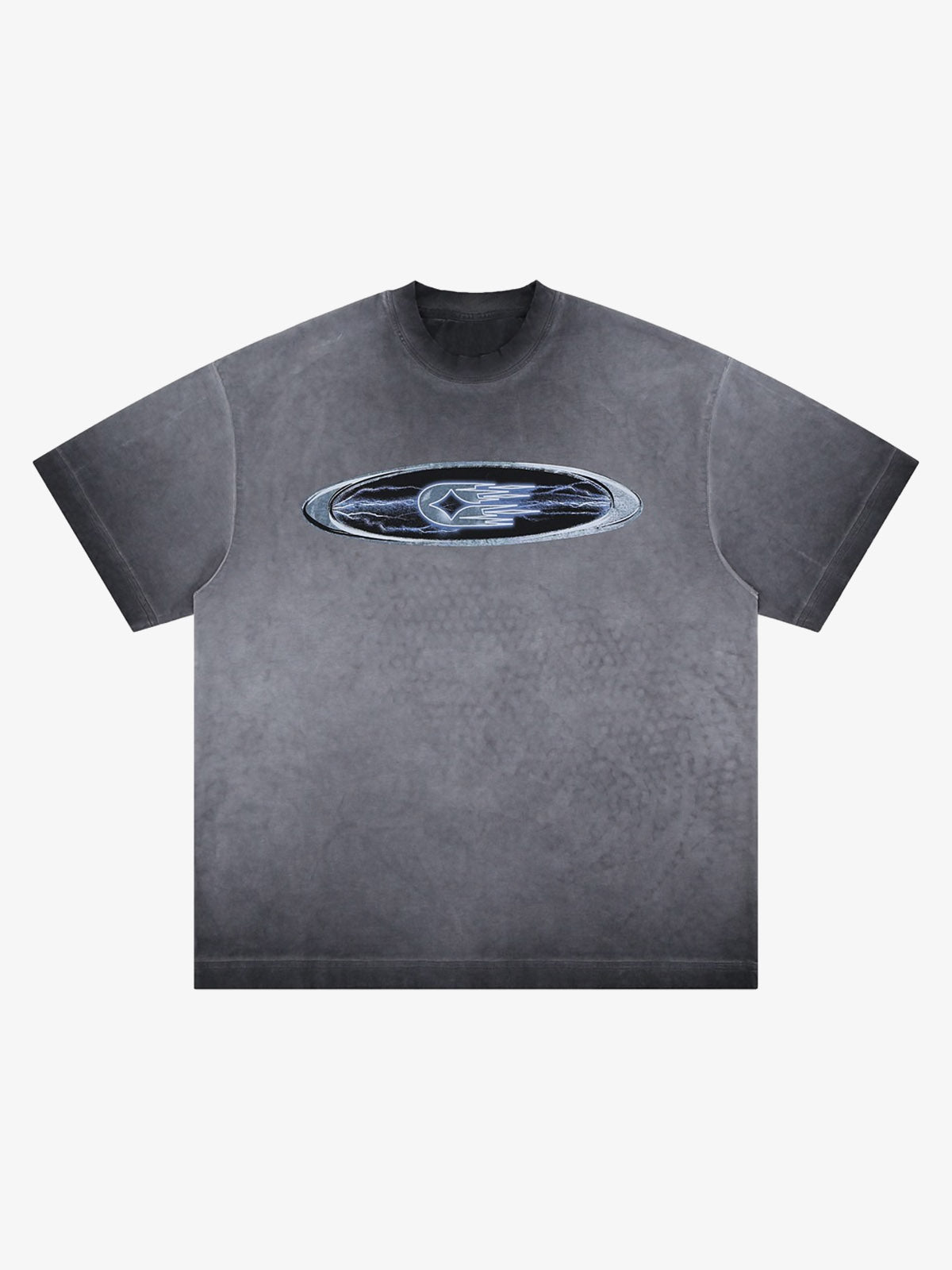 Washed Spray Color Graphic Round Neck T-shirt