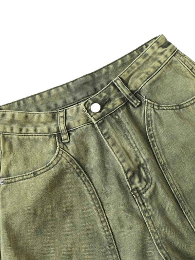 Washed Distressed Ripped Barrel Jeans