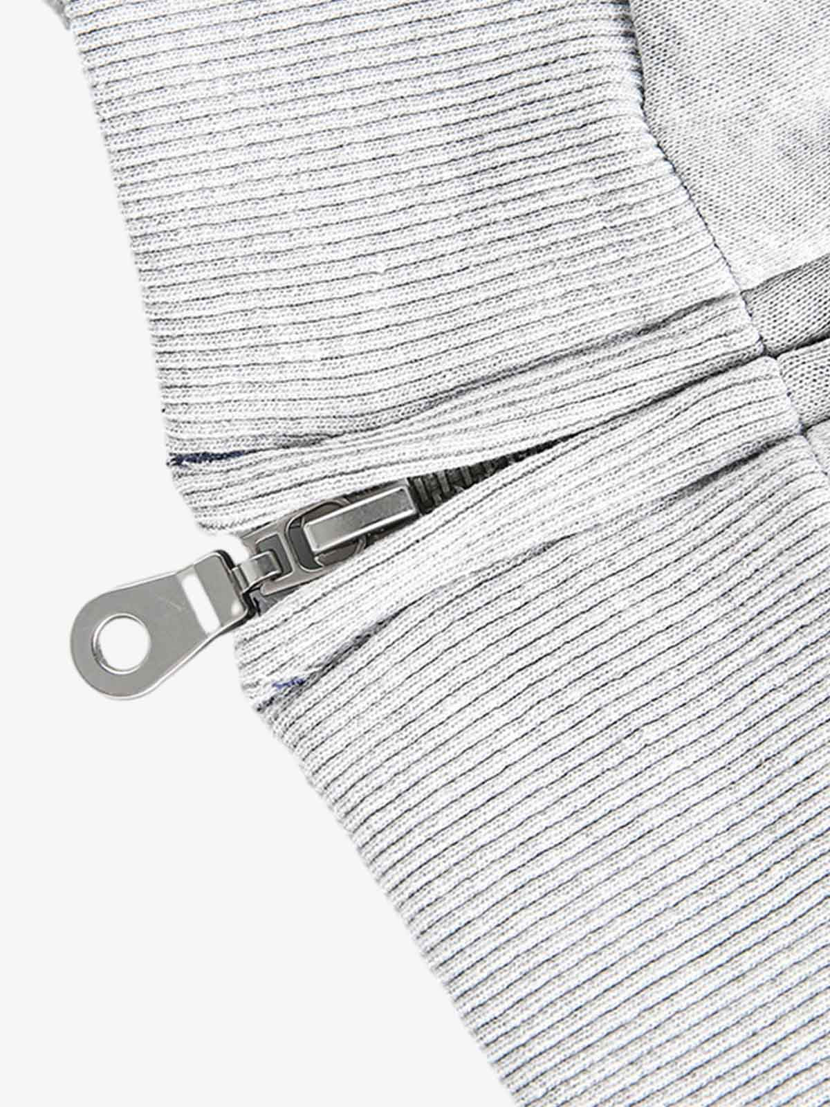 Street Deconstructed Split Zippered Hooded Sweatshirt