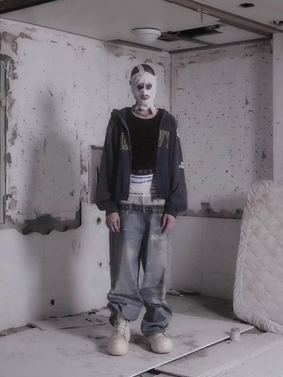 Washed Street Printed Destroyed Jeans