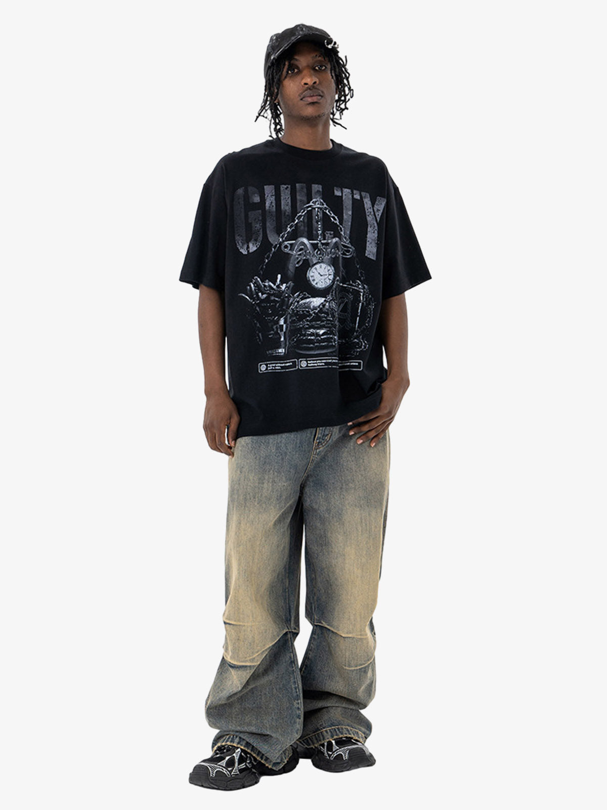 Vintage Chain Watch Print T-shirt
