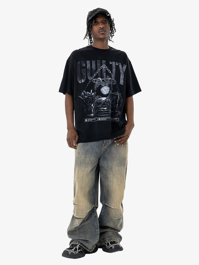 Vintage Chain Watch Print T-shirt