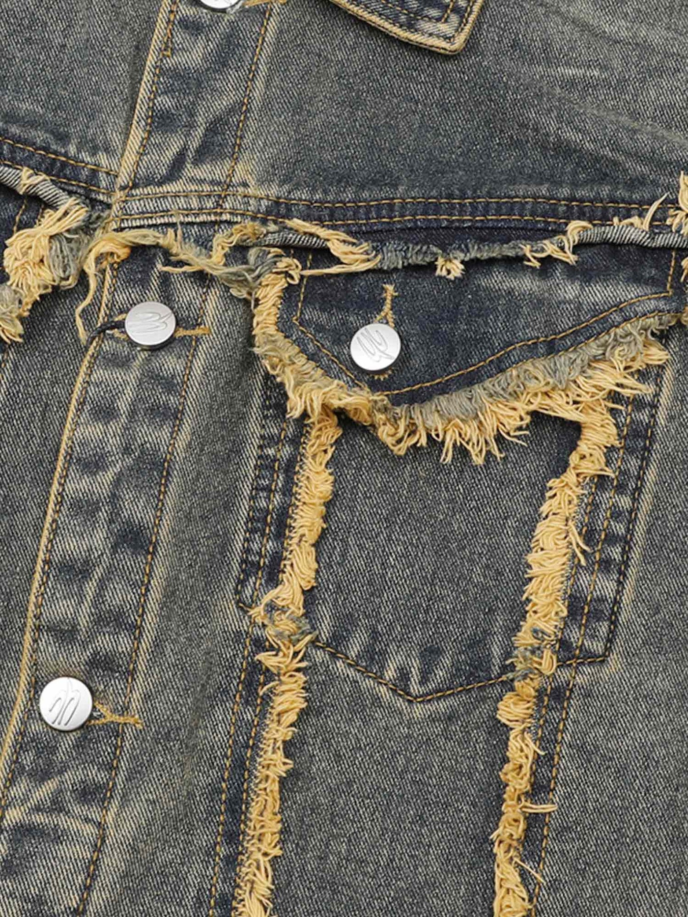 Raw Edge Distressed Denim Jacket
