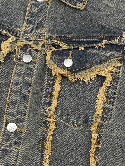 Raw Edge Distressed Denim Jacket