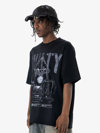 Vintage Chain Watch Print T-shirt