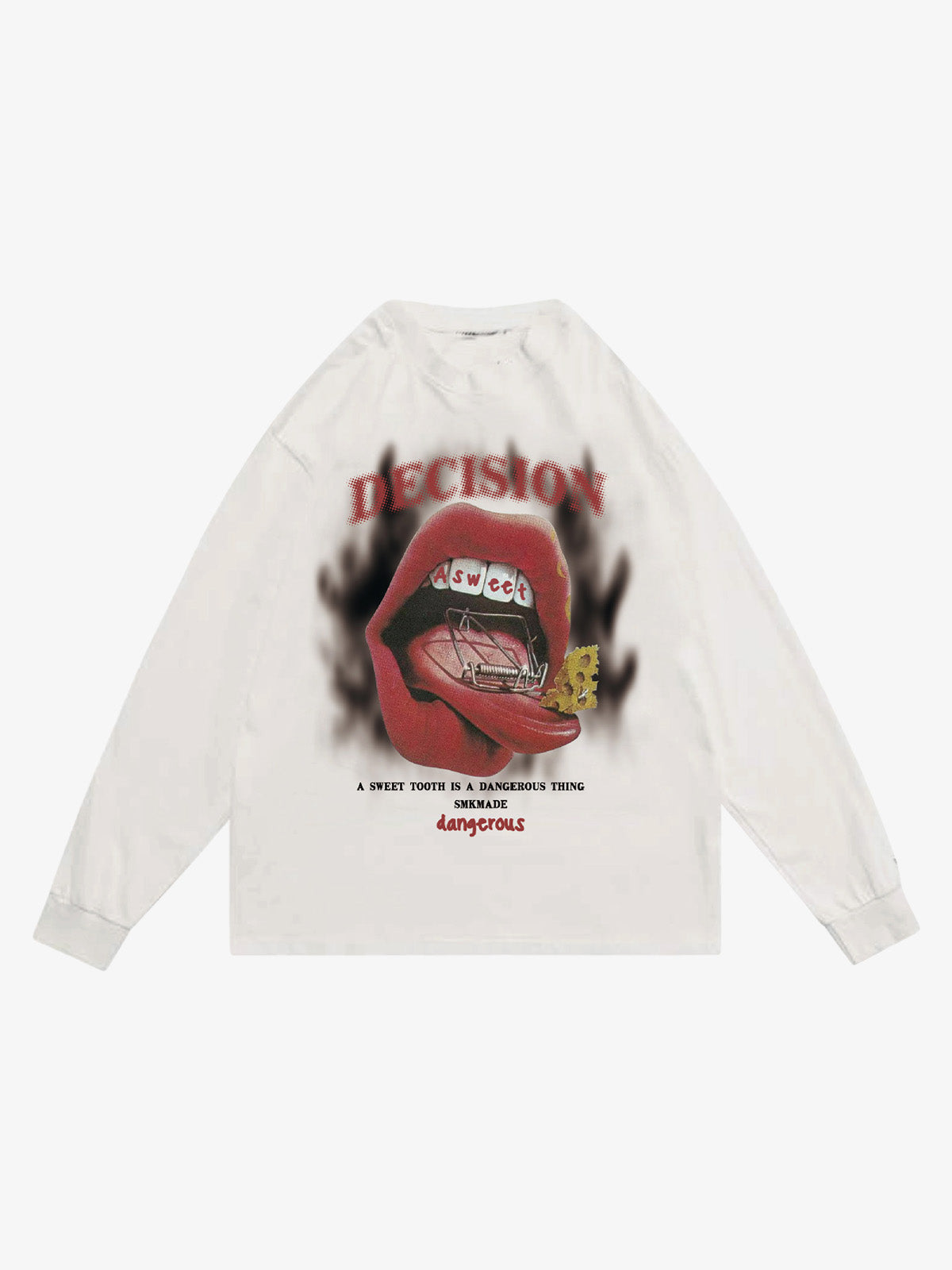 Graphic Creative Lip Print Washed Sweatshirt