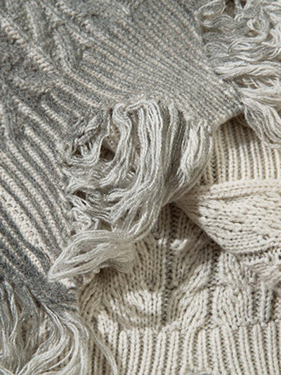 Cable Knit Cardigan Damaged Dirty Dyed Sweater