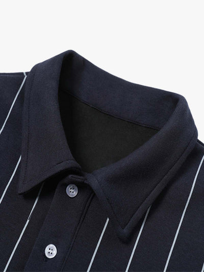 Faux Two-piece Vertical Striped POLO Shirt T-shirt