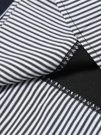 Faux Two-piece Vertical Striped POLO Shirt T-shirt