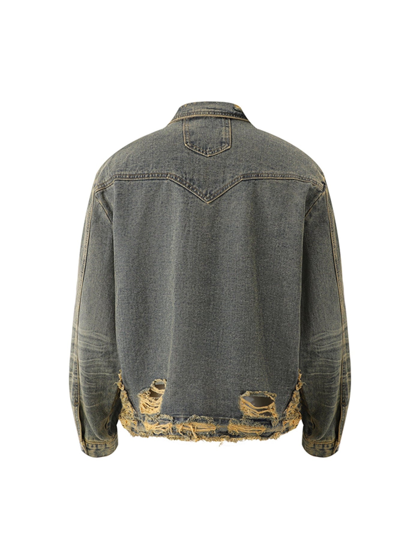 Raw Edge Distressed Denim Jacket