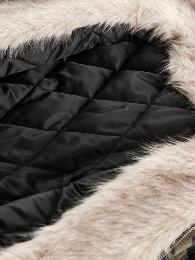 Camouflage Fur Hooded Jacket - 2353