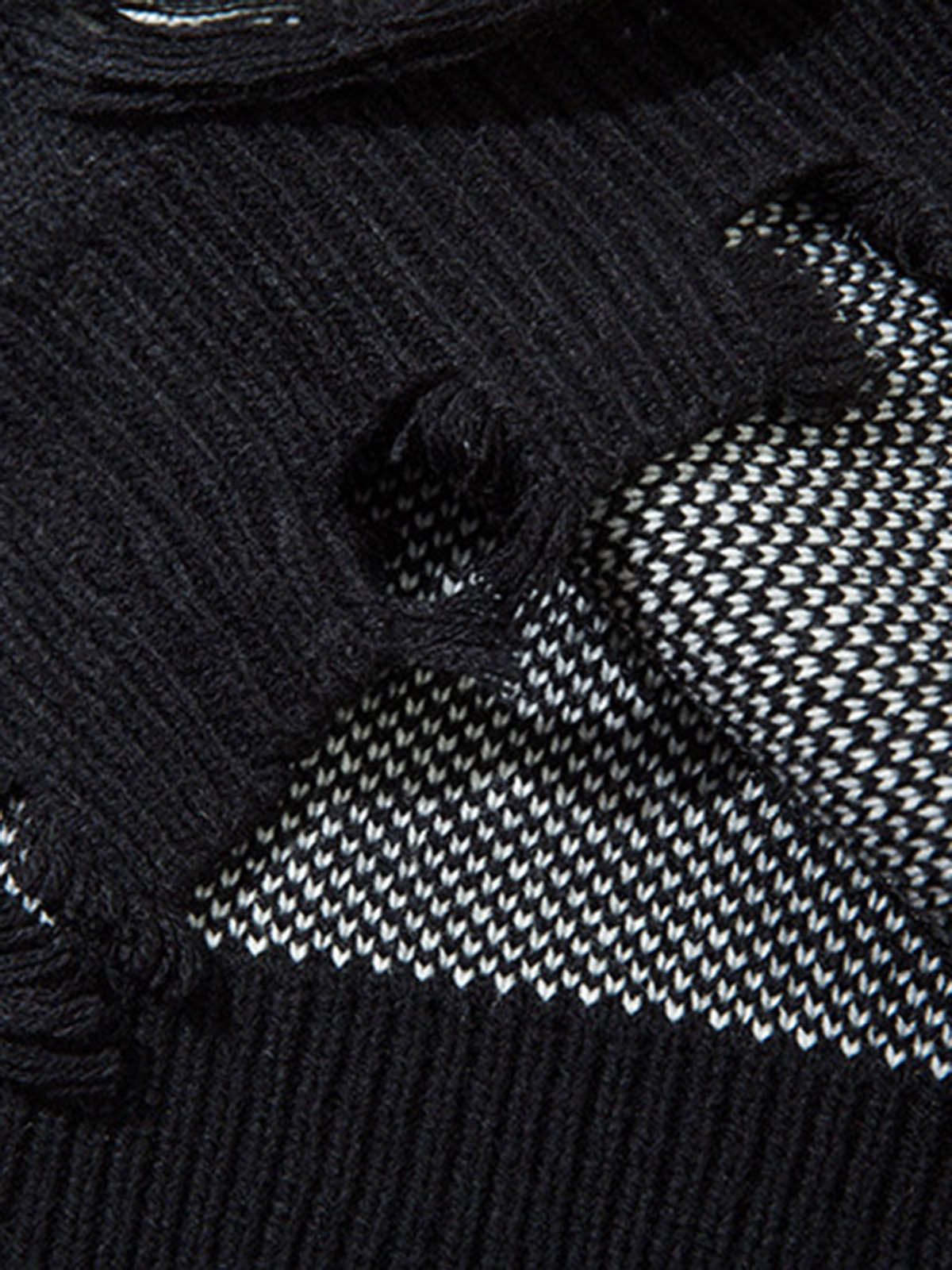 Retro Distressed Zipper Sweater