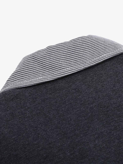 Retro Deconstructed Patchwork Striped Lapel T-shirt