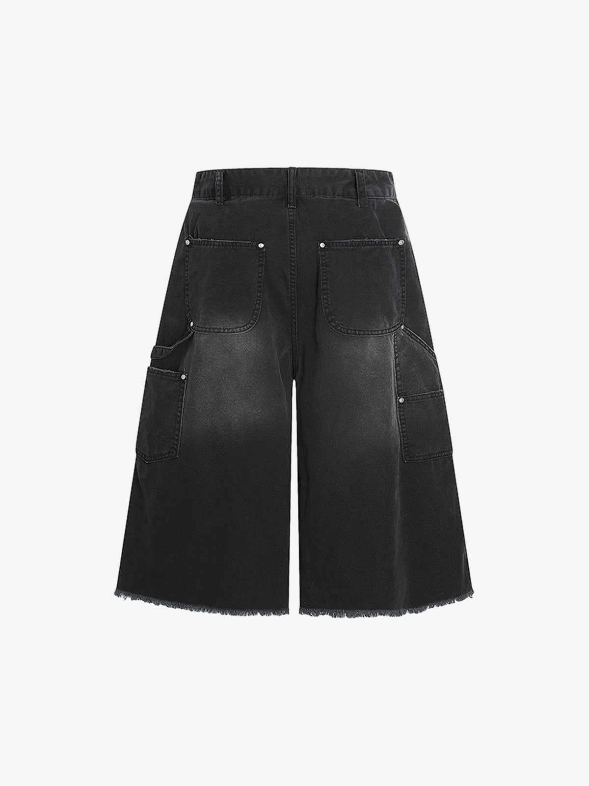 Niche Black Raw Edge Cropped Jeans