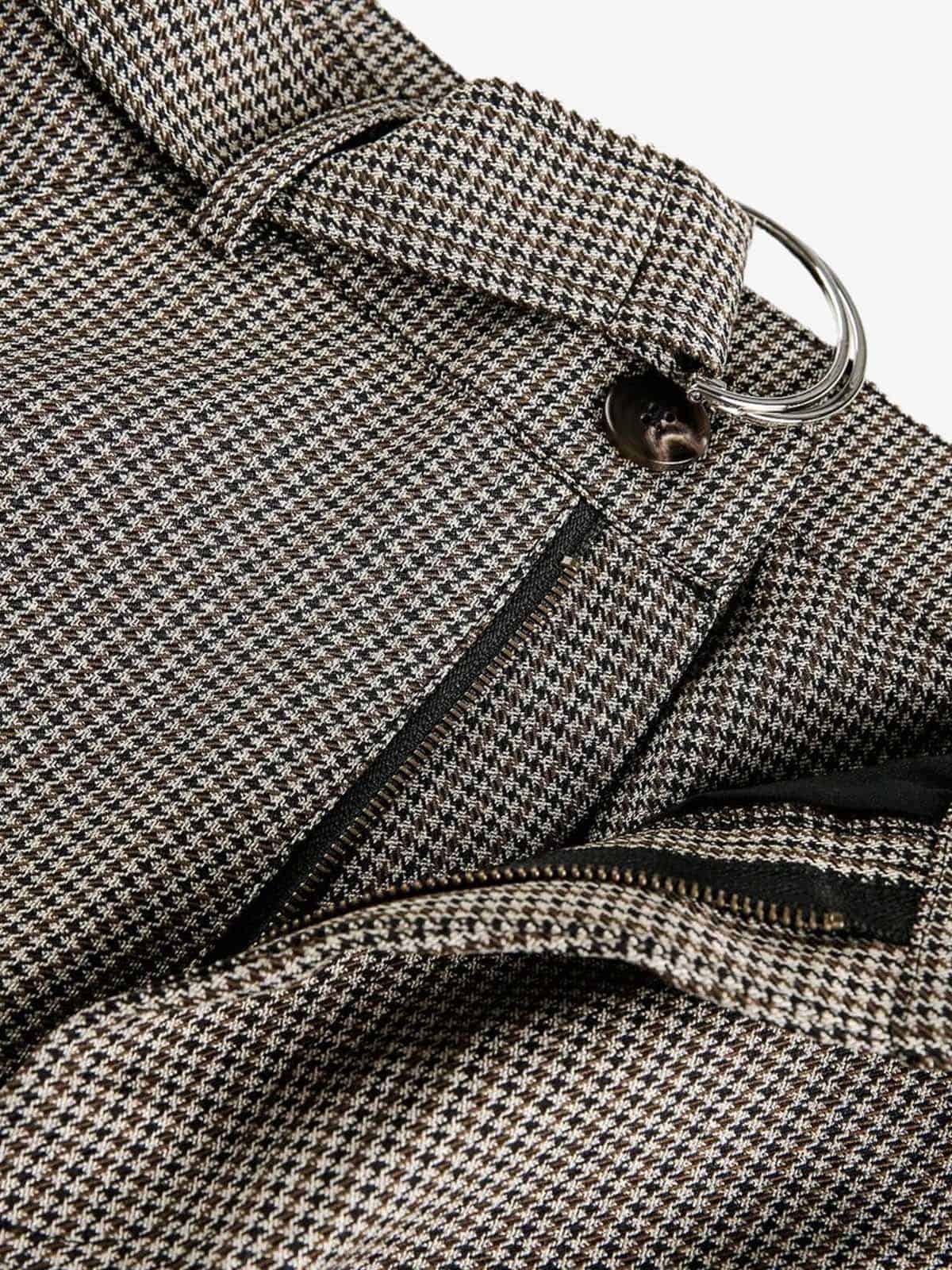 Belted Houndstooth Blazer Pants