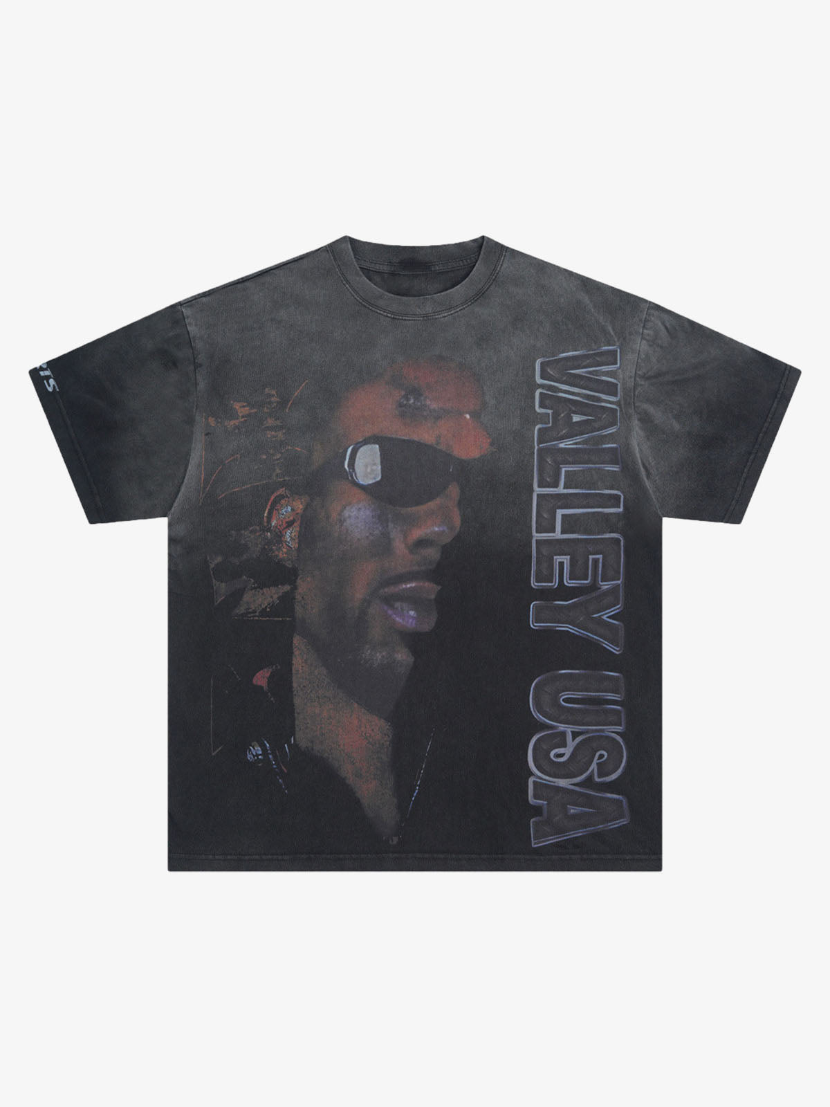 Heavy Washed Rap Music Festival Printed T-shirt