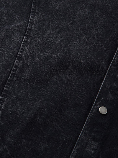 Rivet Deconstructed Split Stitching Denim Short-sleeved Shirt