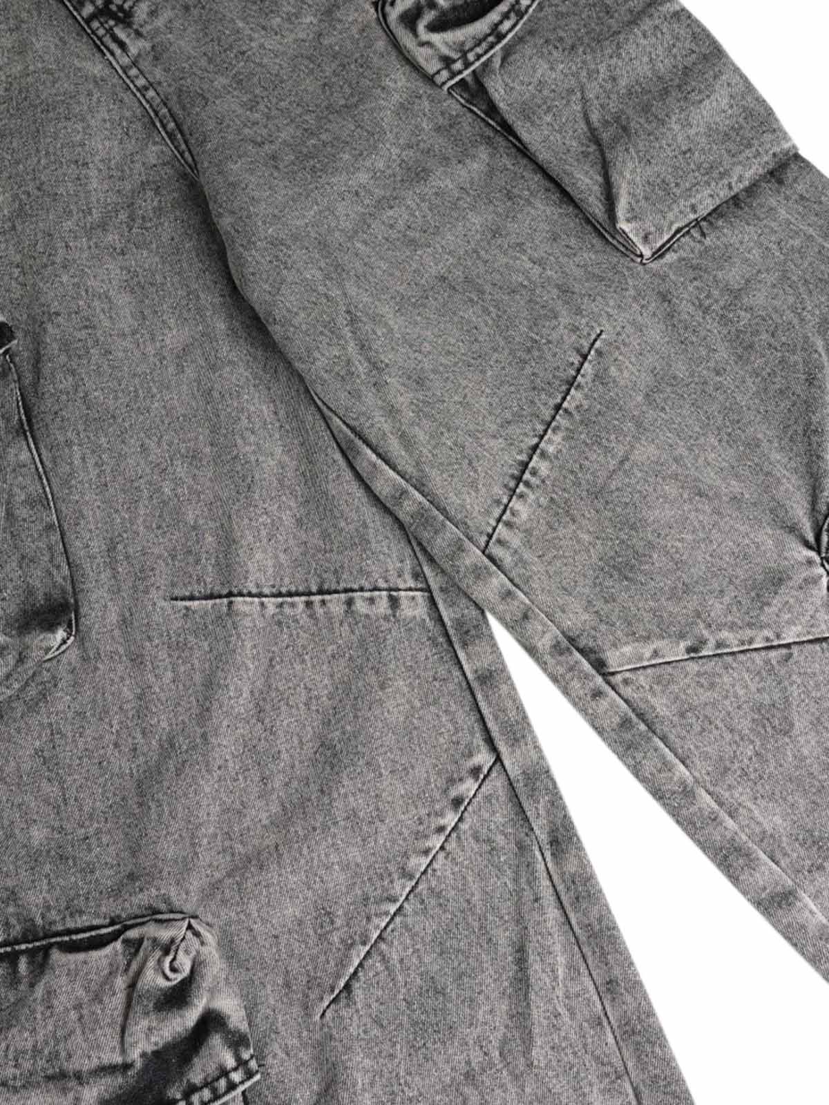 Washed Multi-pocket Cargo Jeans