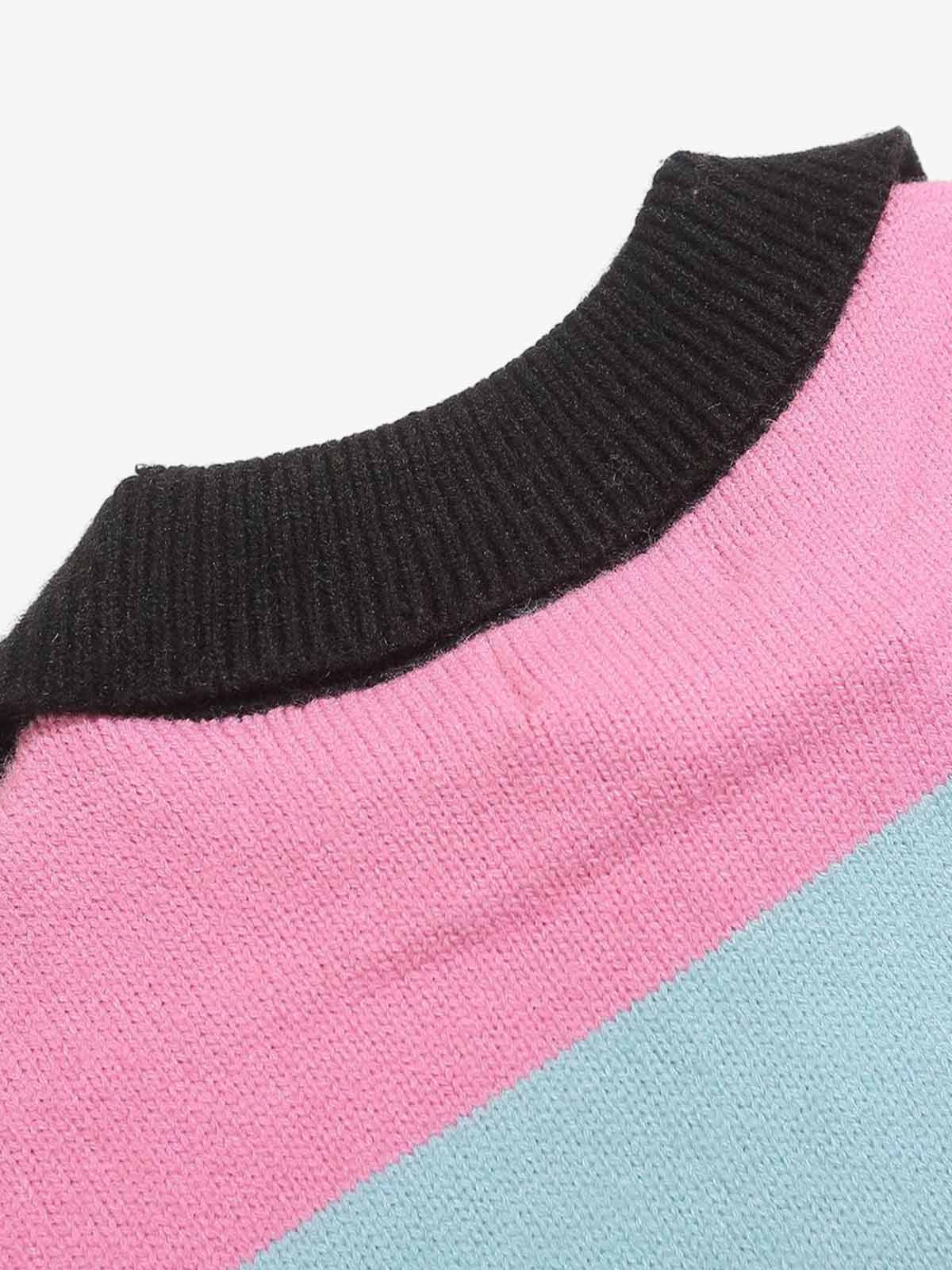 Letter Embroidery College Striped Sweater