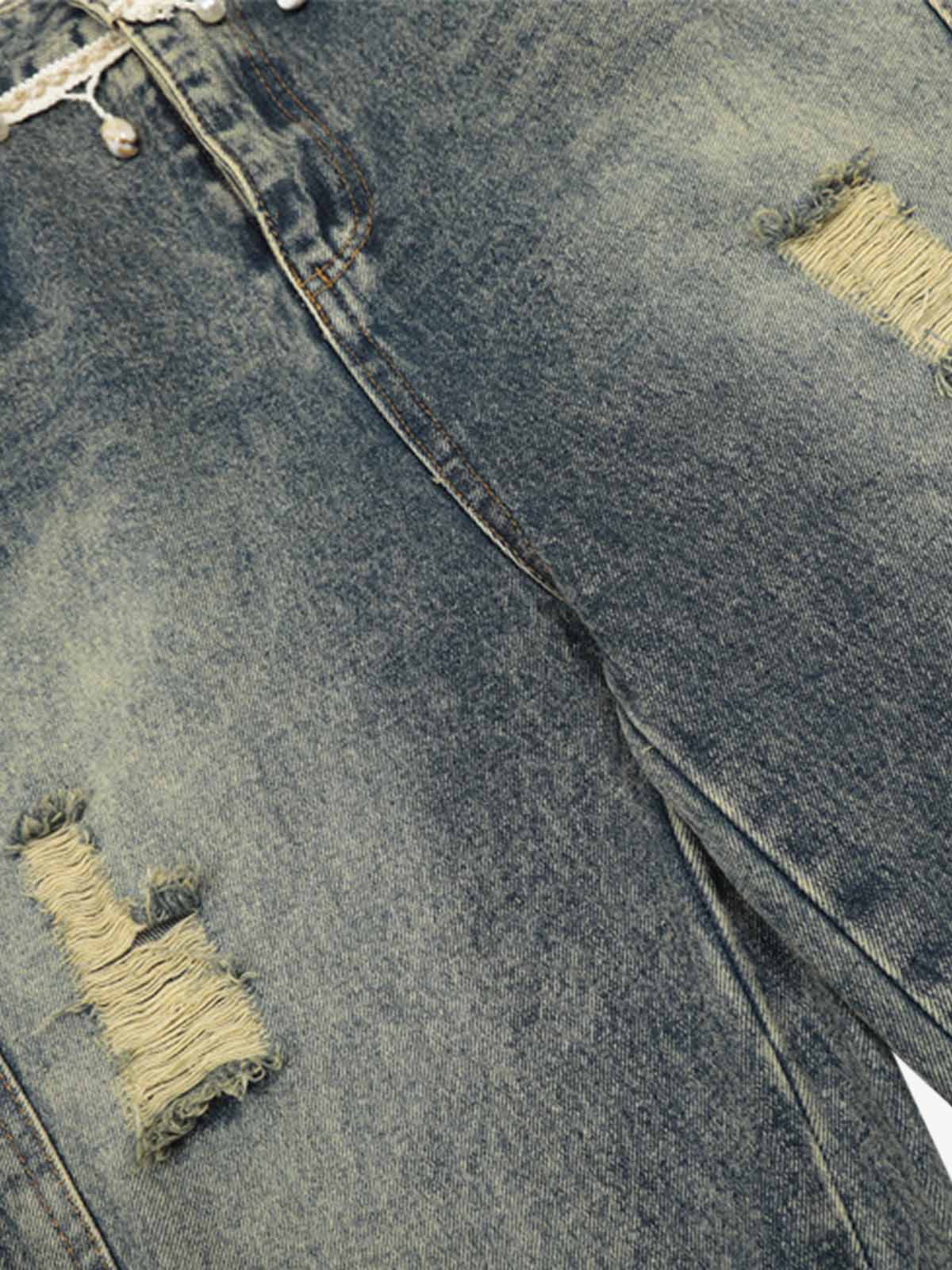 Vintage Washed Ripped Scimitar Jeans