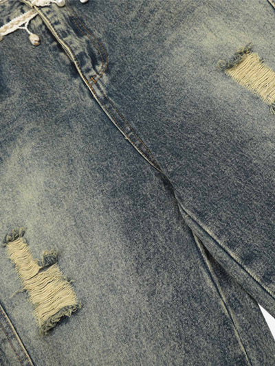 Vintage Washed Ripped Scimitar Jeans