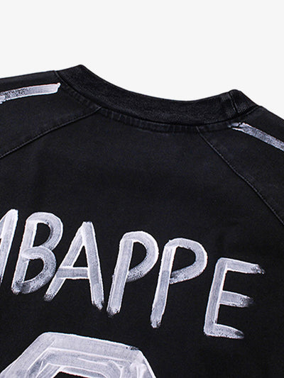 Graffiti Washed Jersey Sports Sweatshirt