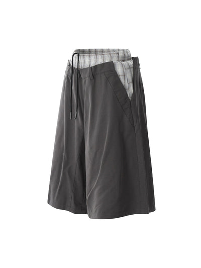 Retro Double Waist Stitching Jorts