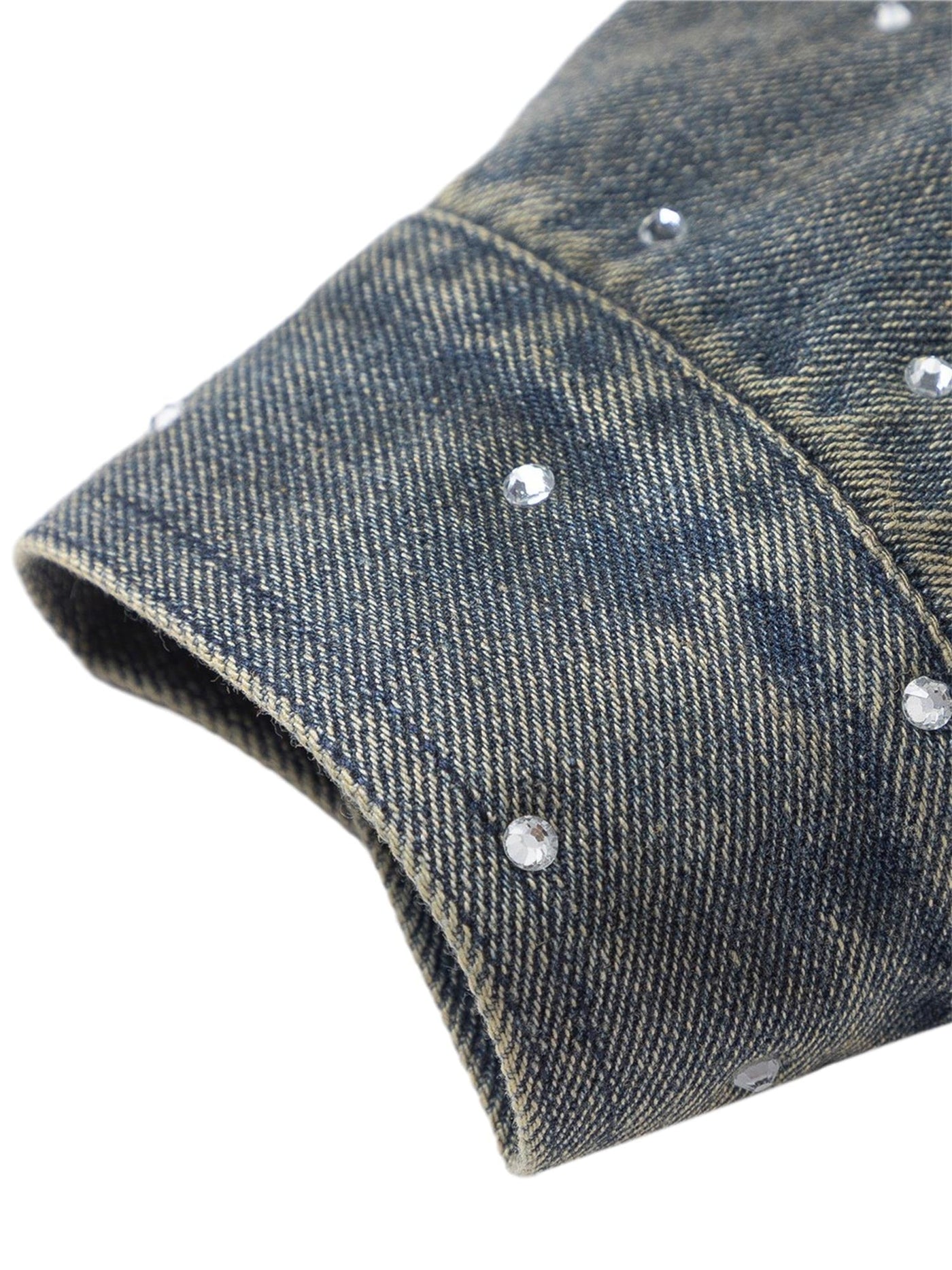 Hip-hop Beaded Washed Denim Jacket - 2264