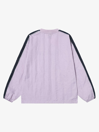 Retro Denim Distressed Patch Number Long-sleeved T-shirt