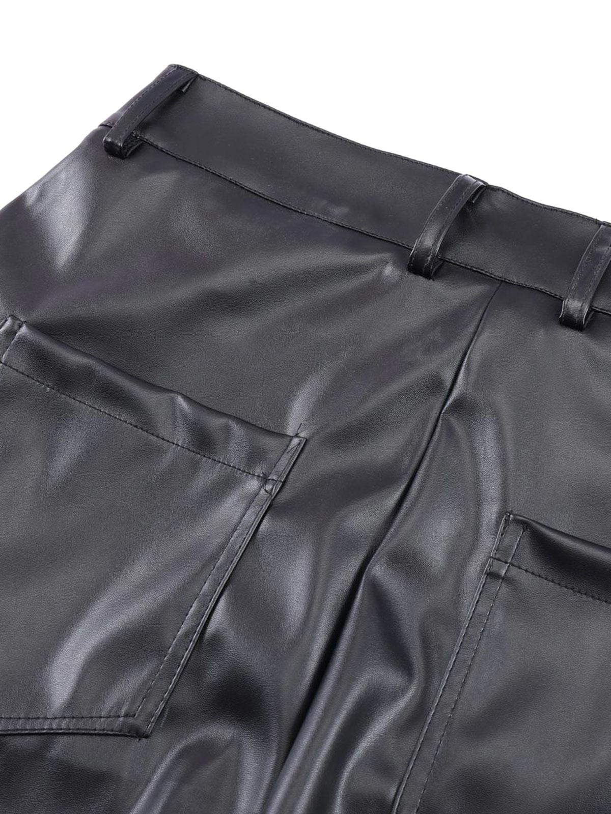 Punk Style Pleated Leather Pants - 2195