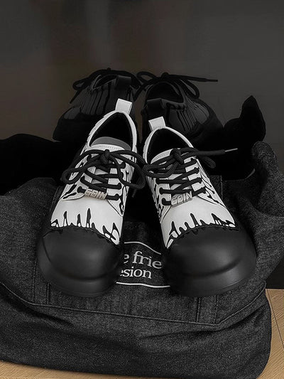 Graffiti Derby Platform Toe Shoes